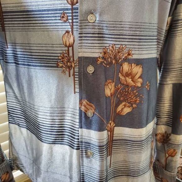 Vintage 70s Chemise Et Cie Fleur Ombre Button Down Shirt - Picture 3 of 7